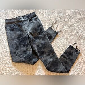 Express Acid Wash Tie Dye Skinny Jeans in Black